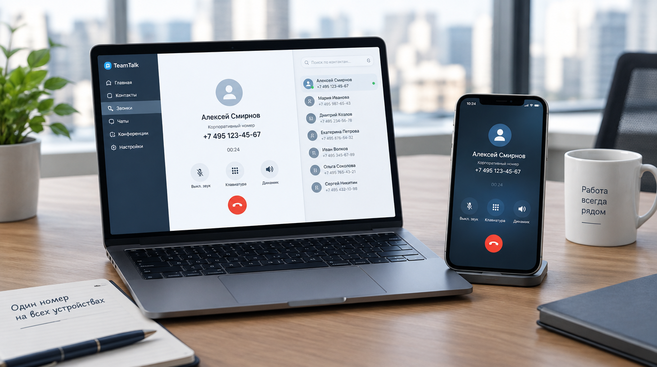 Корпоративный номер — и на компьютере, и в смартфоне
